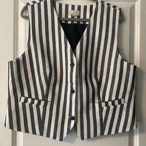 LOFT Navy and Cream Striped Vest- New w/o tag